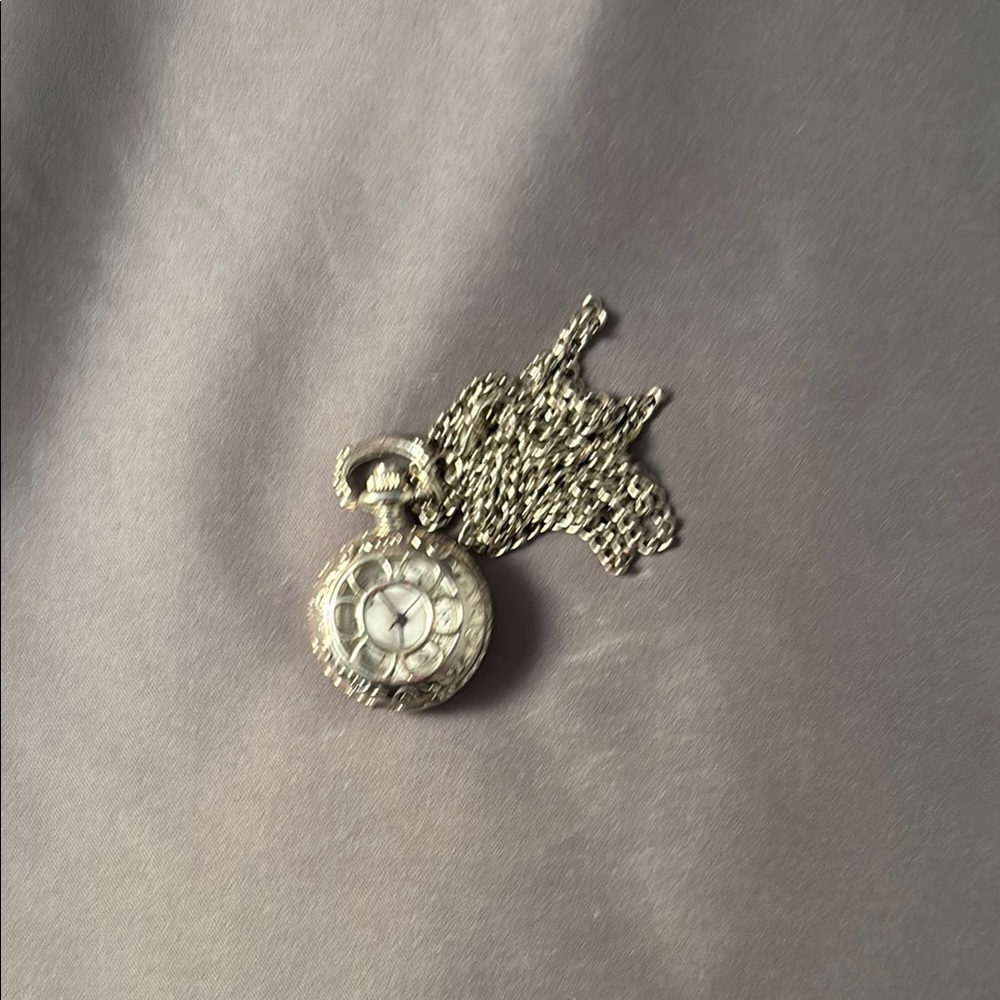 Silver Pocket Watch Necklace